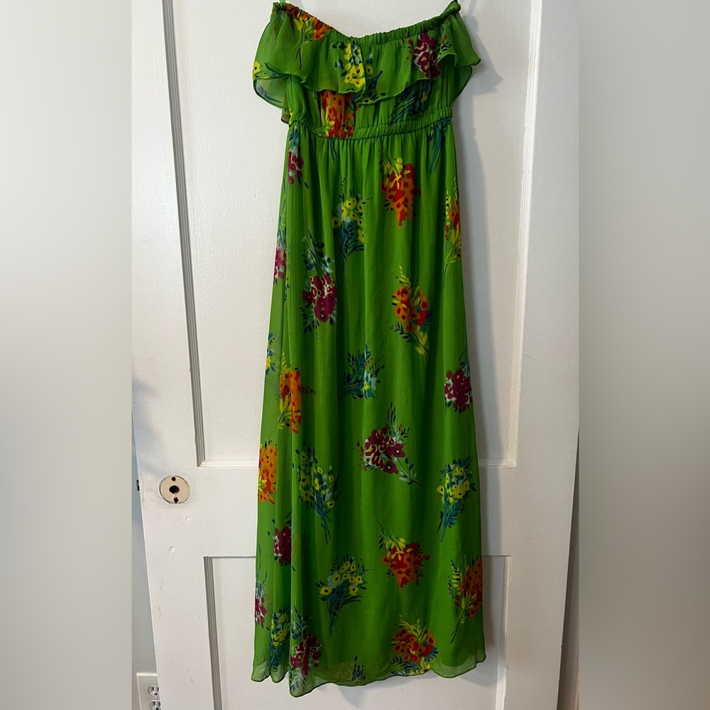 OLD NAVY Floral Sheer Fairy Maxi Dress Ethereal Coquette Y2K Babydoll Green XS P - Picture 2 of 6